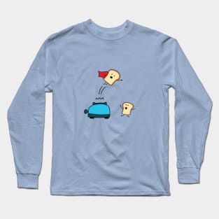 funny toaster cute bread jumps like superman Long Sleeve T-Shirt